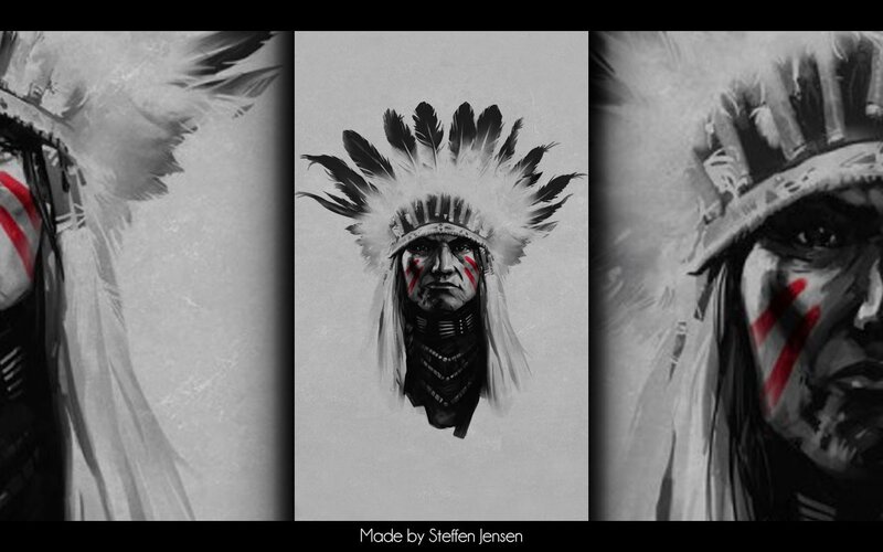 Native American Chief Portrait — Black