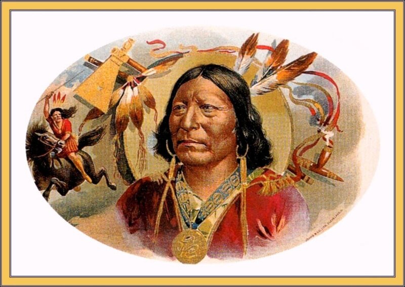 Native American Chief — Red, Dramatic, Illustration, Feather Headdress