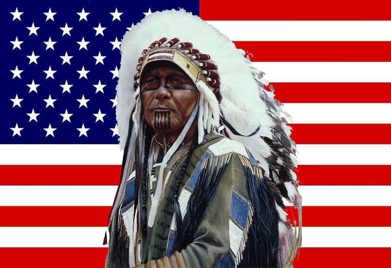Native American Chief — Red, Serious