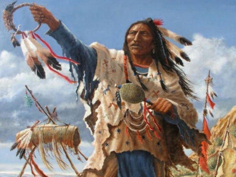 Native American chief with dreamcatcher