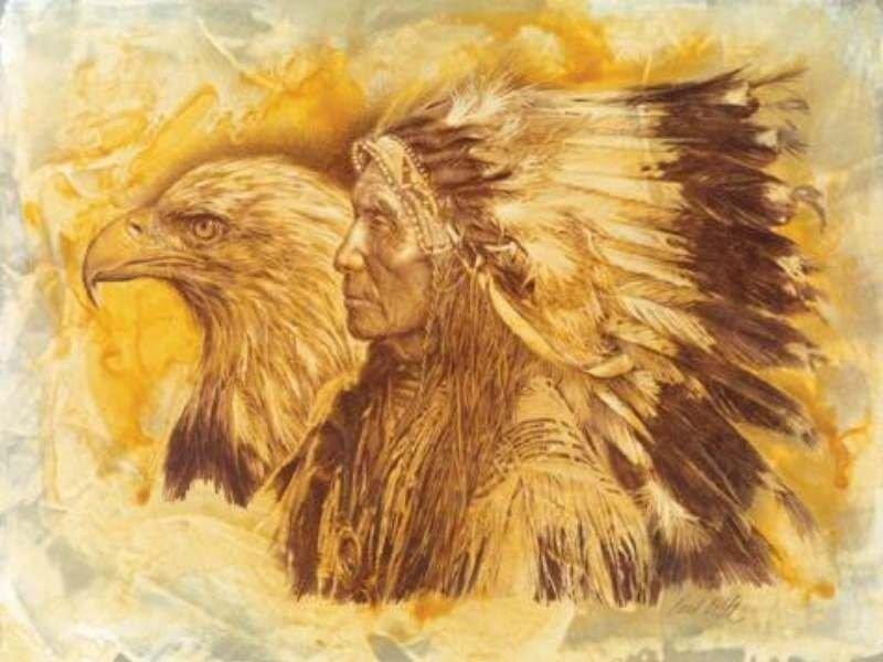 Native American chief with eagle