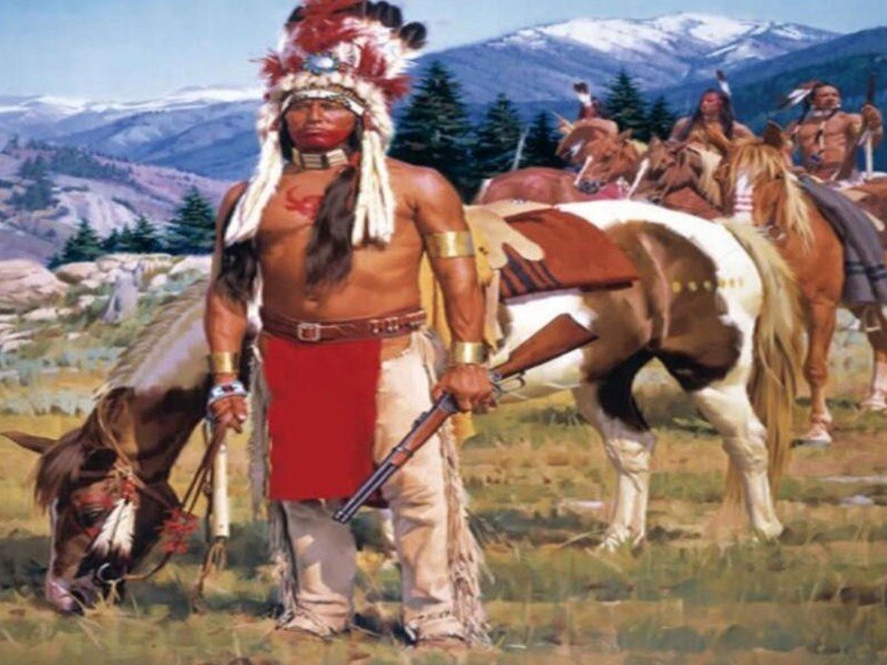 Native American chief with horse