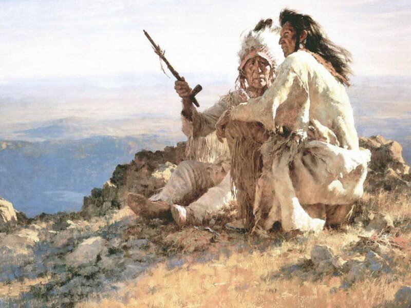 Native American chiefs on a hill