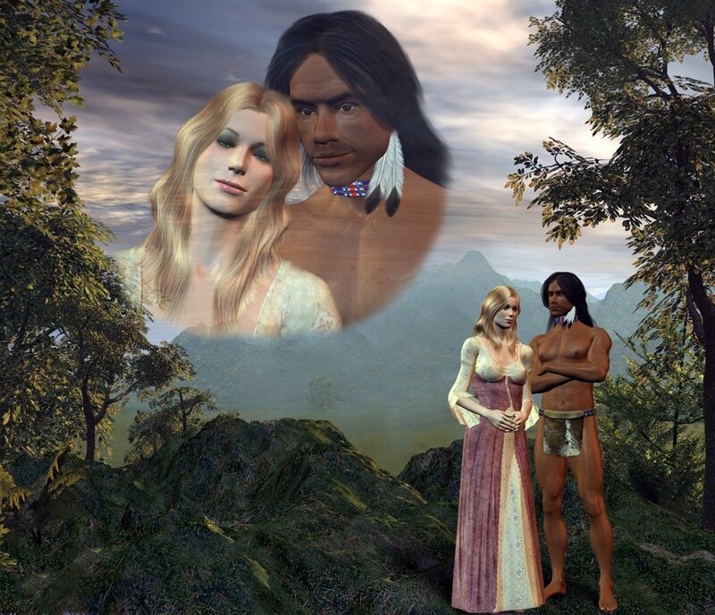 Native American couple in nature