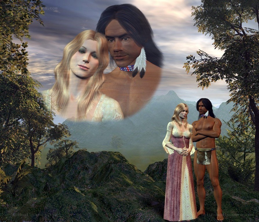 Native American couple in nature