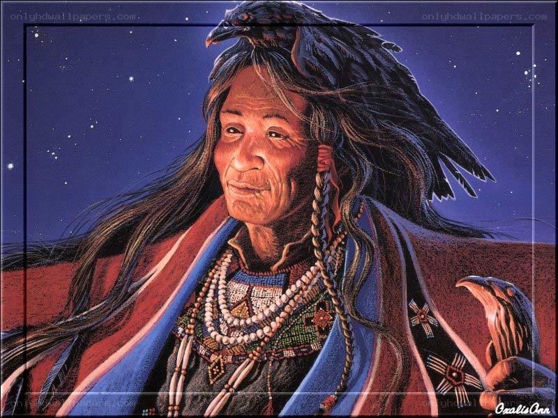 Native American elder with raven