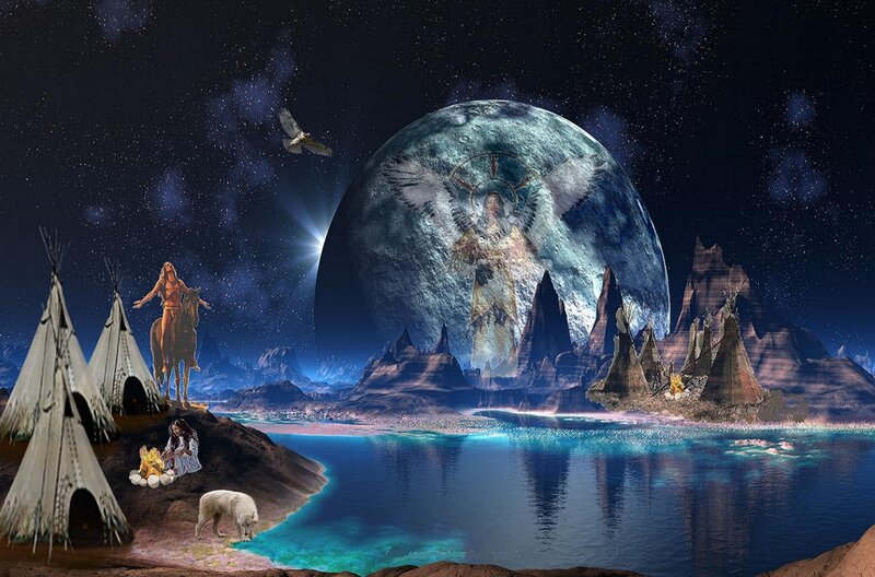 Native American Encampment — Blue