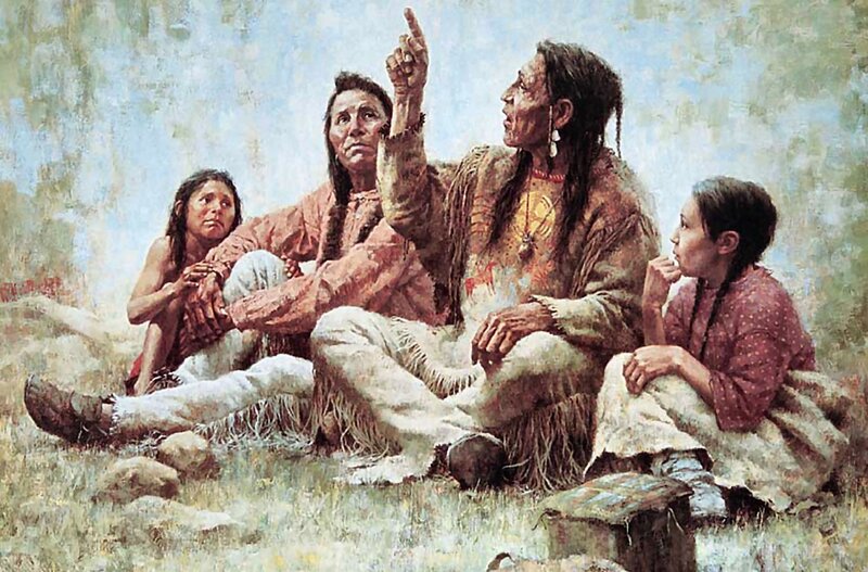 Native American Family — Brown, Contemplative