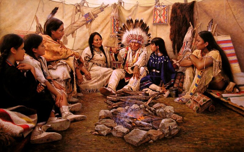 Native American family gathering