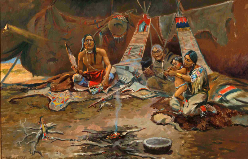 Native American Family in Camp