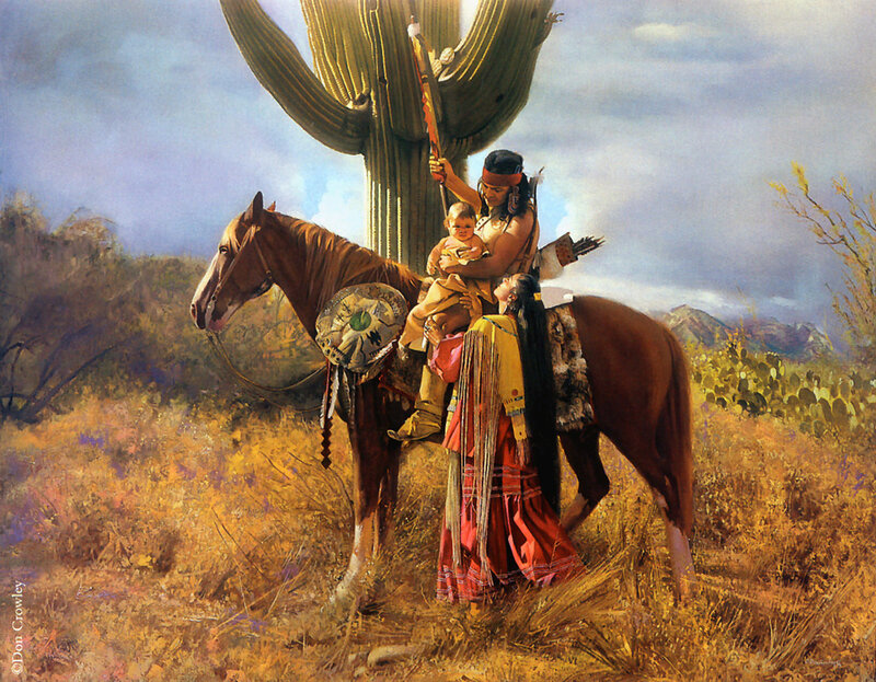 Native American Family on Horse
