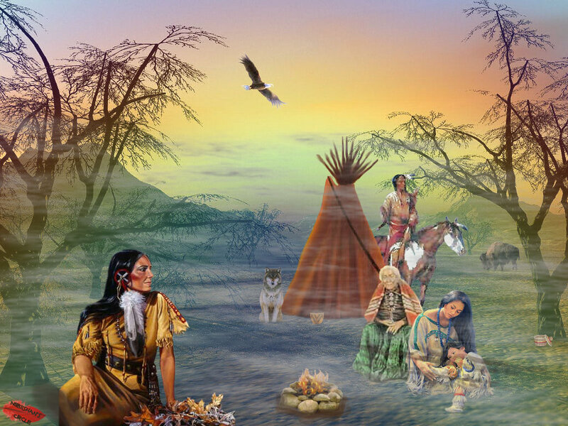 Native American Family — Orange