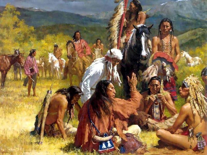 Native American gathering scene