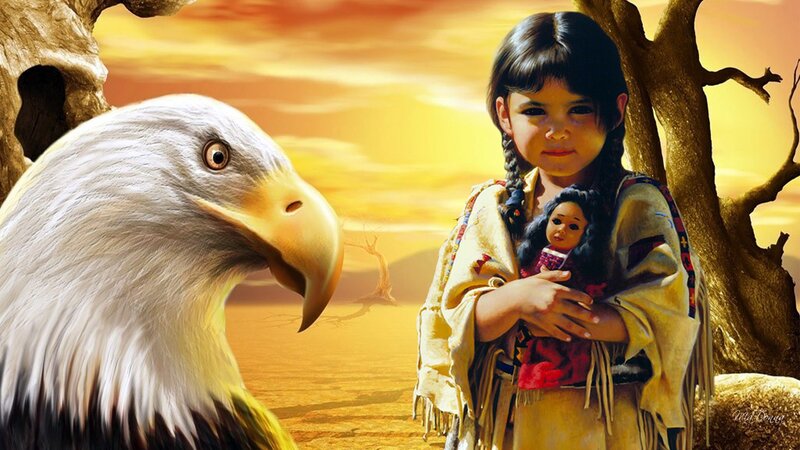 Native American Girl with Eagle