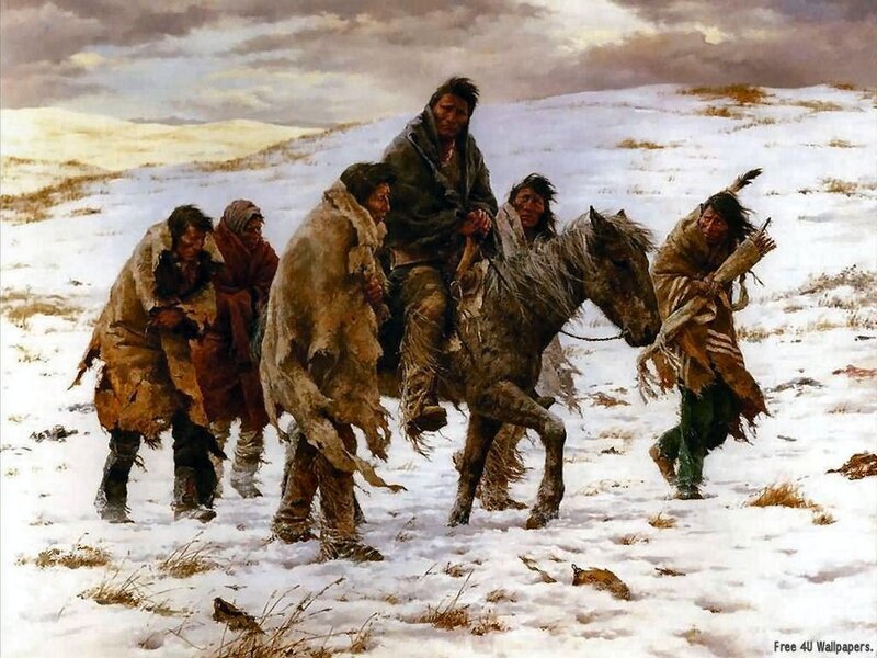 Native American group in winter
