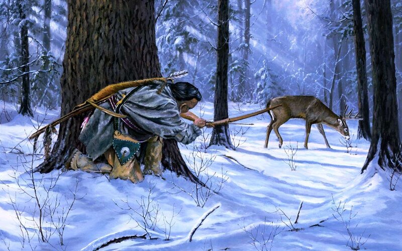 Native American Hunter — White