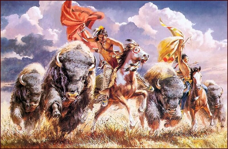 Native American Hunters — Brown, Dramatic