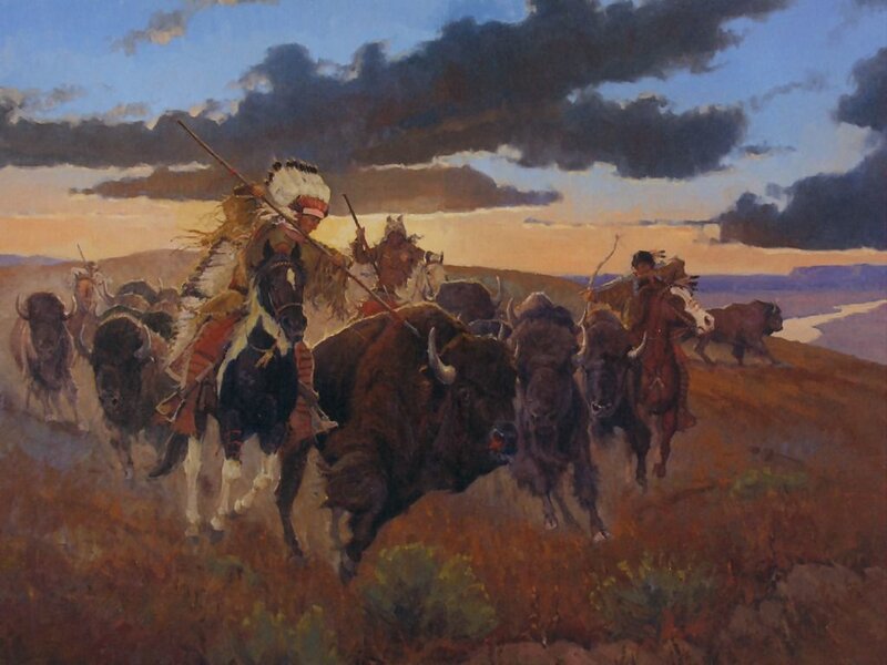 Native American Hunters on Horses