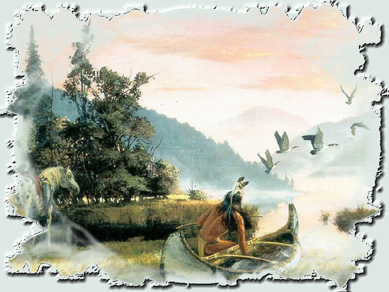 Native American in Canoe