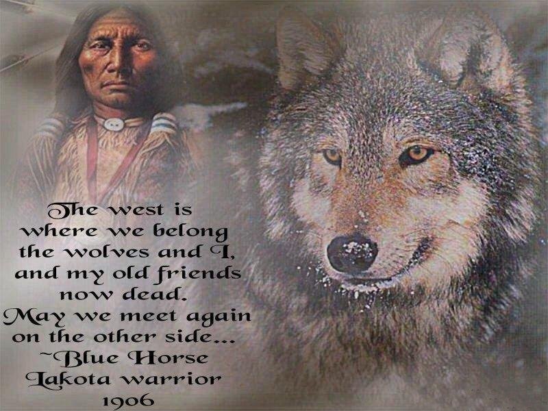 Native American Man and Wolf