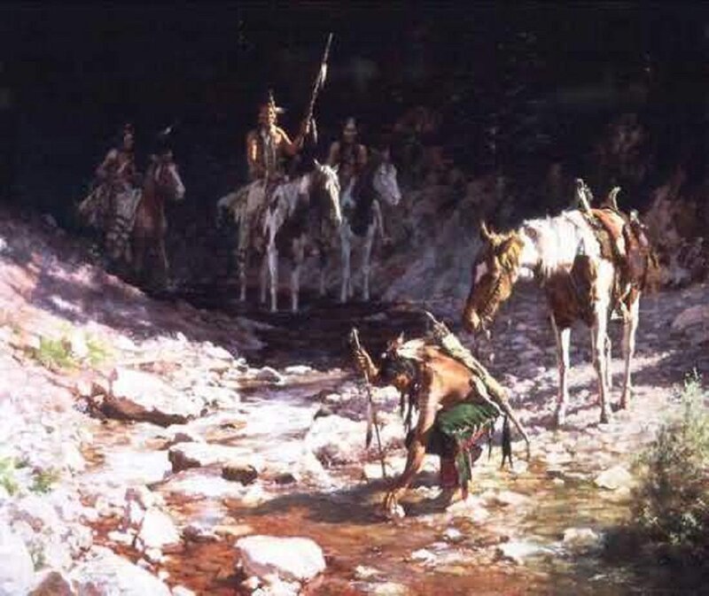 Native American Man at Stream