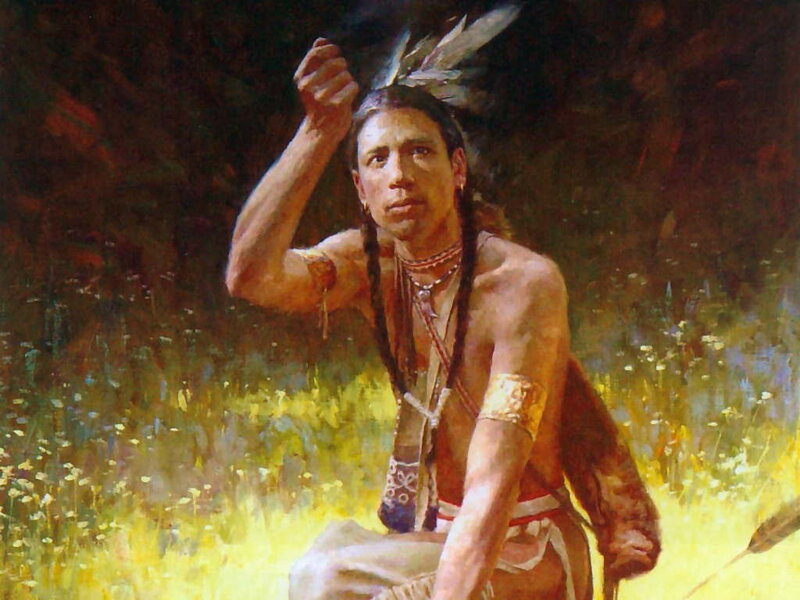 Native American man in field