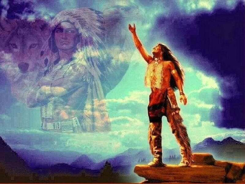 Native American Man on Cliff