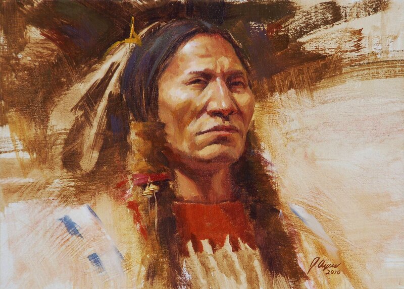 Native American Man Portrait — Brown