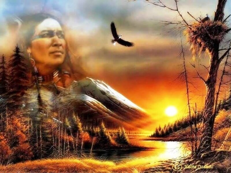 Native American Man Portrait — Orange