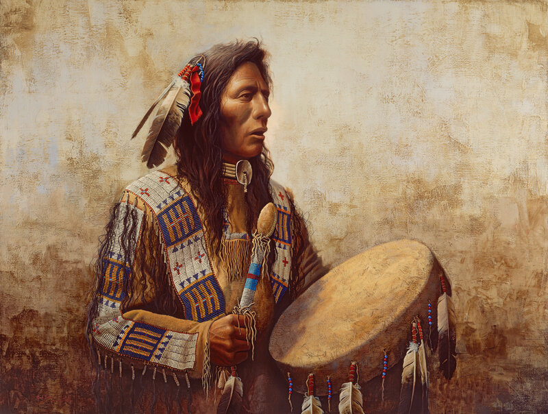 Native American Man with Drum