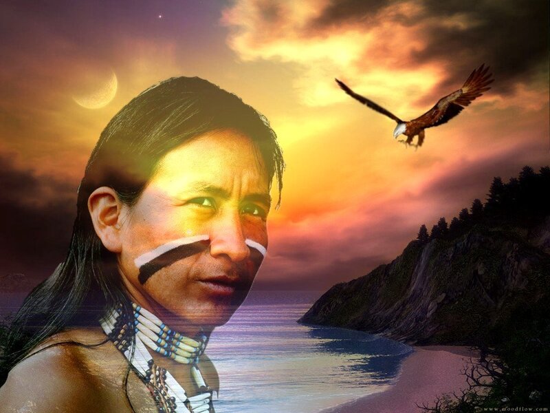 Native American man with eagle