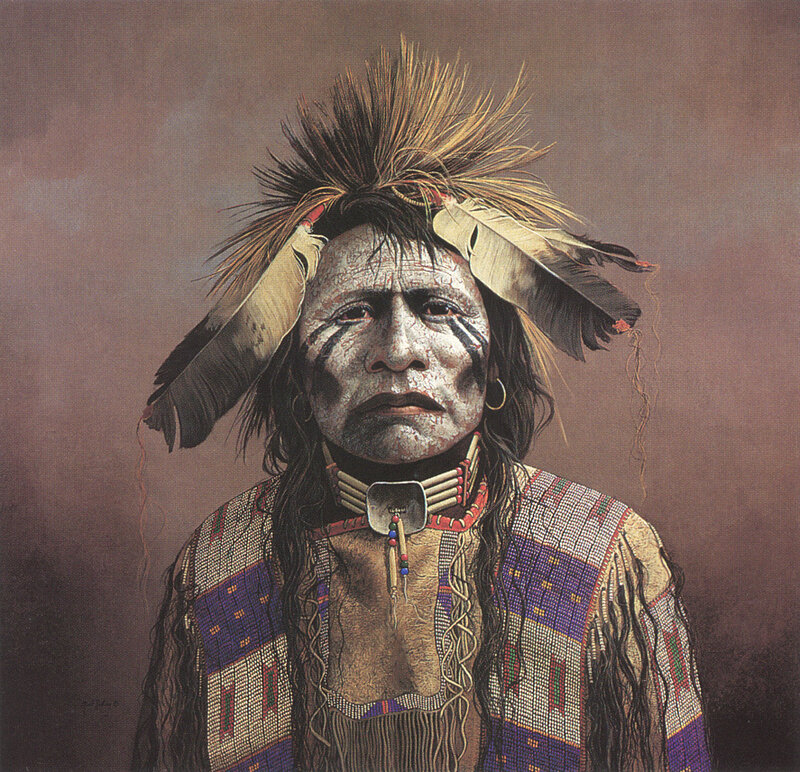 Native American Man with Face Paint — Brown