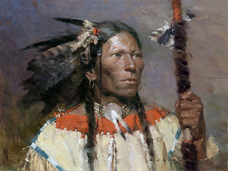 Native American Man with Feather Headdress