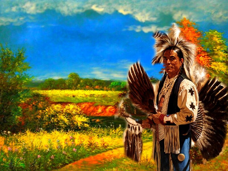 Native American Man with Feathers
