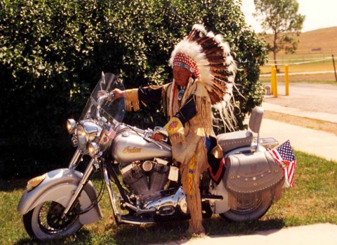Native American man with motorcycle