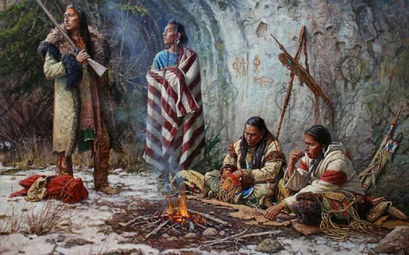 Native American Men at Camp