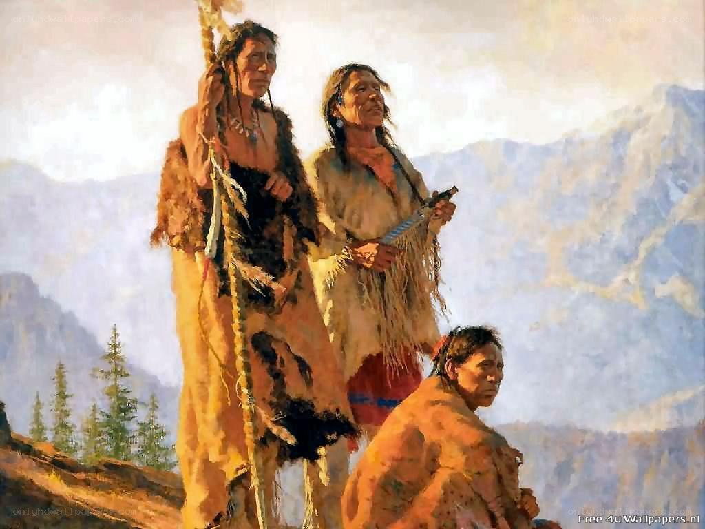 Native American men in mountain landscape