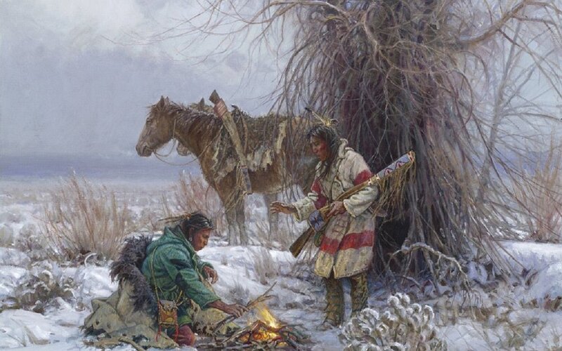 Native American Men in Snow