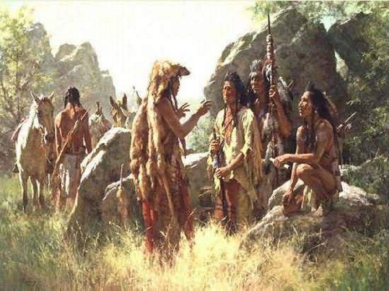 Native American Men in Wilderness