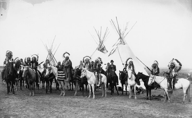 Native American Men on Horses — Black, Formal
