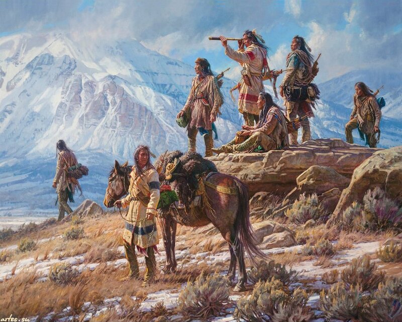 Native American Men on Mountain