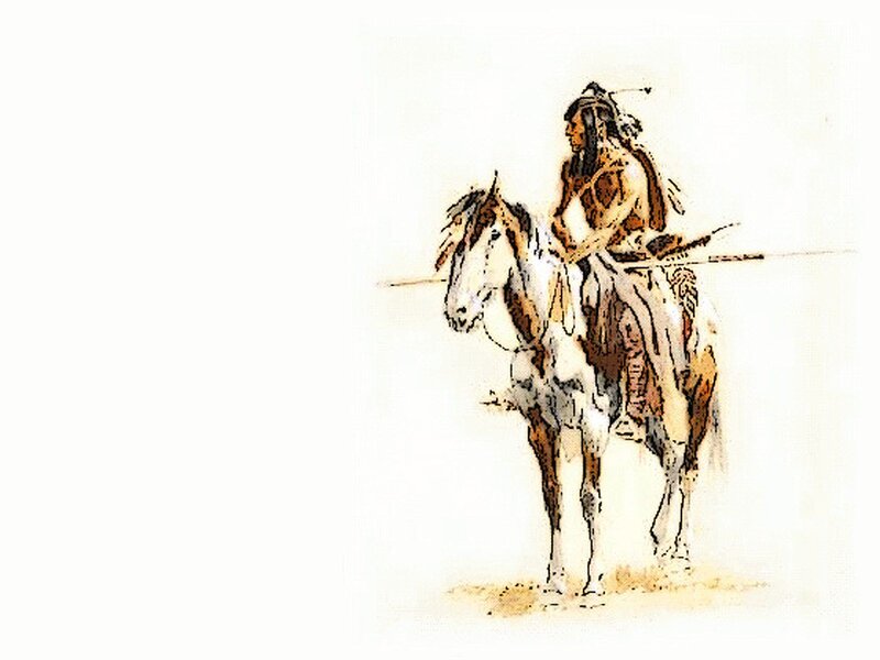 Native American on Horse — Brown, Calm