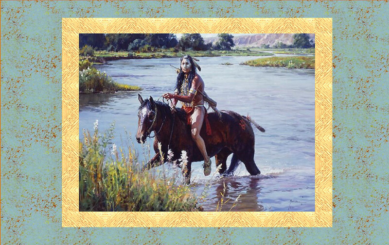 Native American on Horse — Brown, Serene, Afternoon