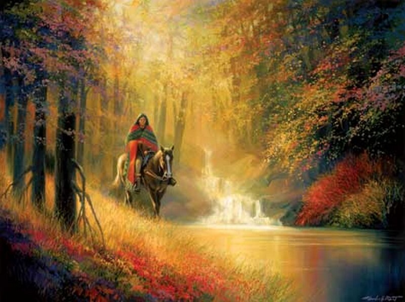 Native American on Horse — Gold