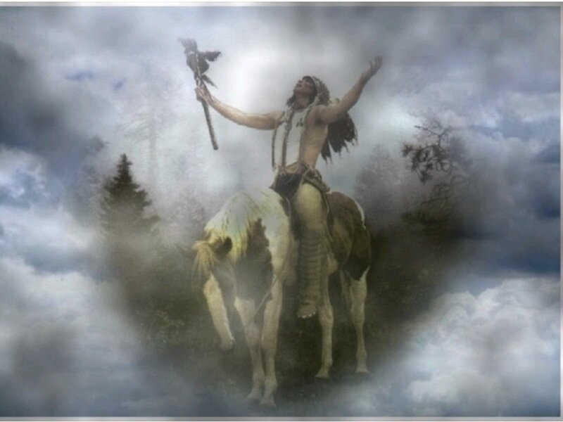 Native American on Horse — Gray