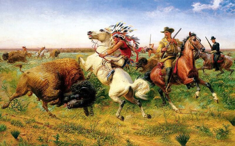 Native American on Horse — Green