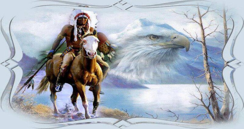 Native American on Horse — White