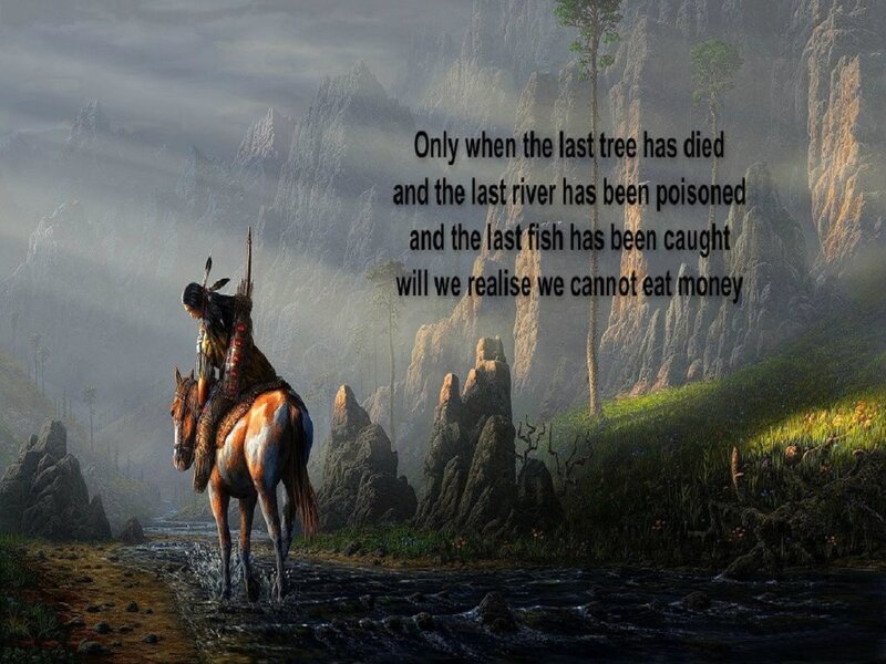 Native American on Horseback — Green, Dramatic