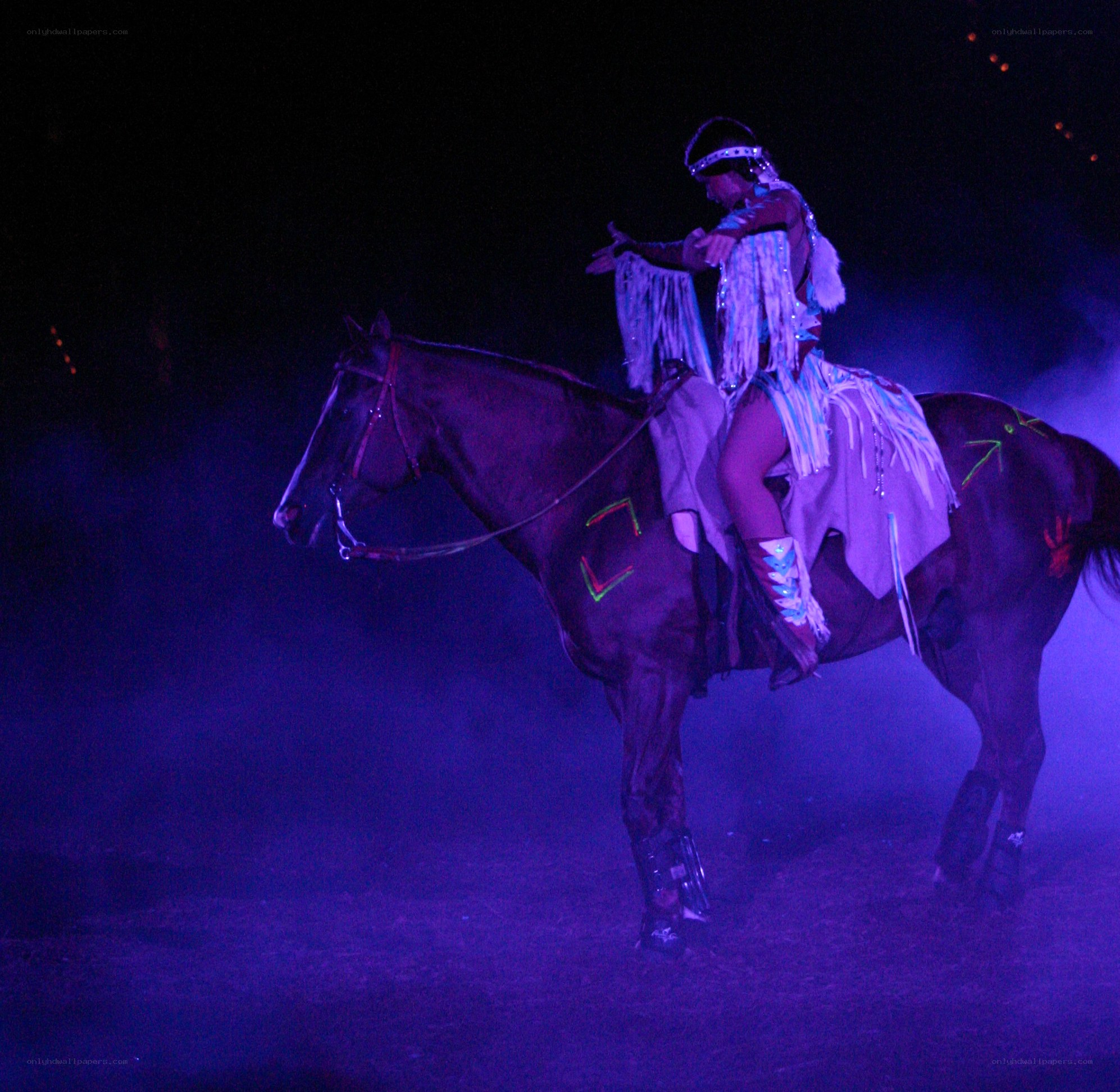 Native American performer on horse