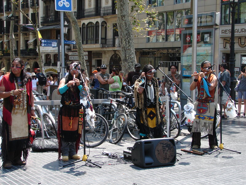 Native American performers on street